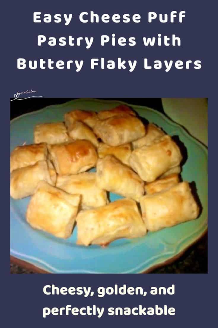 an image of Cheese Puff Pies on a blue plate