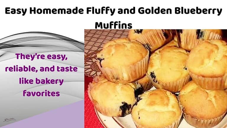 an image of a platter with a stack of Blueberry Muffins