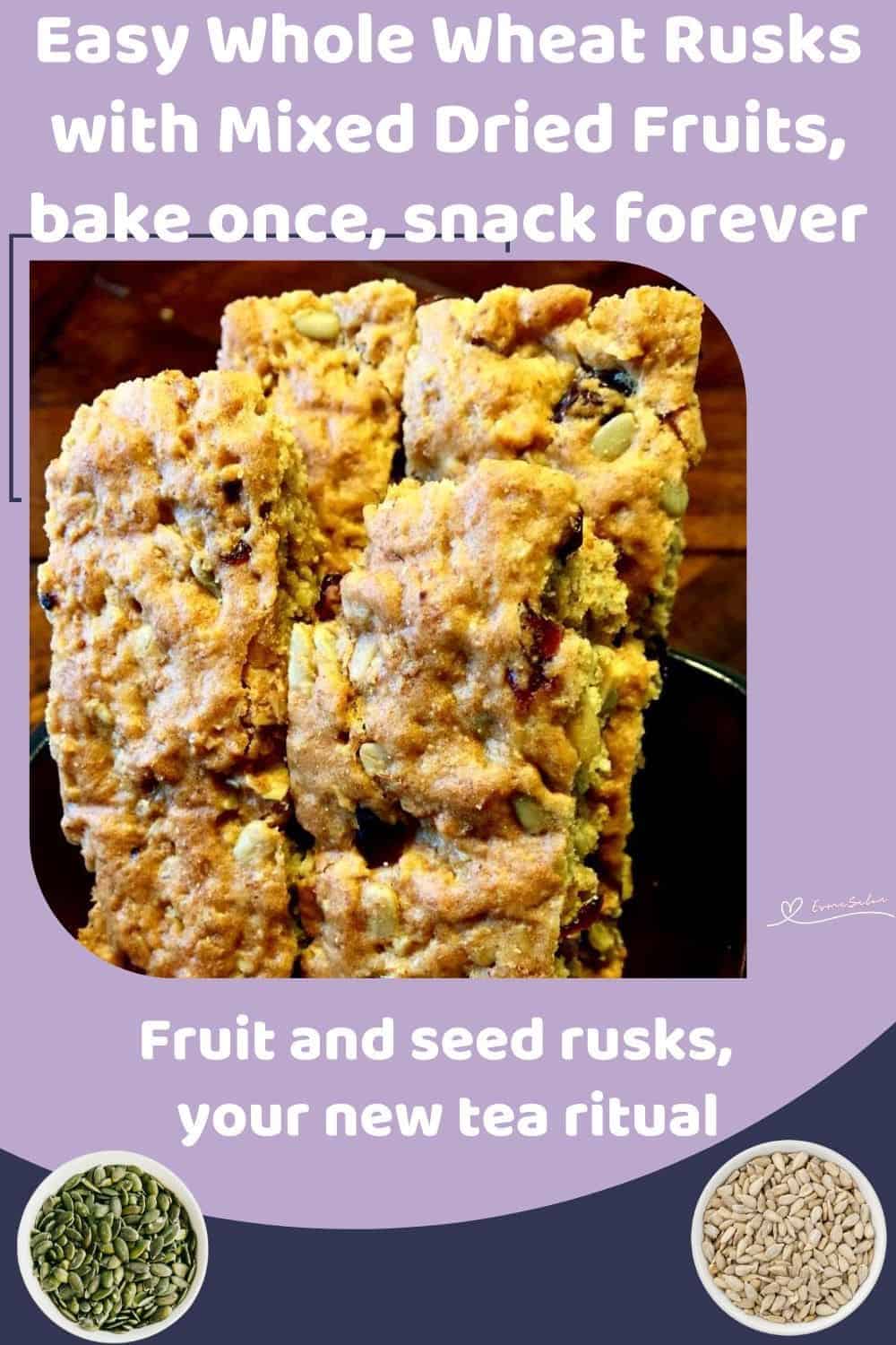 an image of Whole Wheat Rusks with Mixed Dried Fruits and Seeds