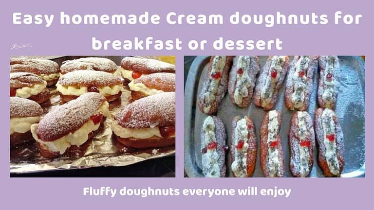 an image of long Cream Doughnuts with a cherries