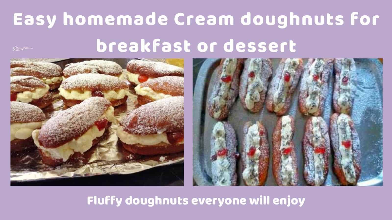 an image of long Cream Doughnuts with a cherries