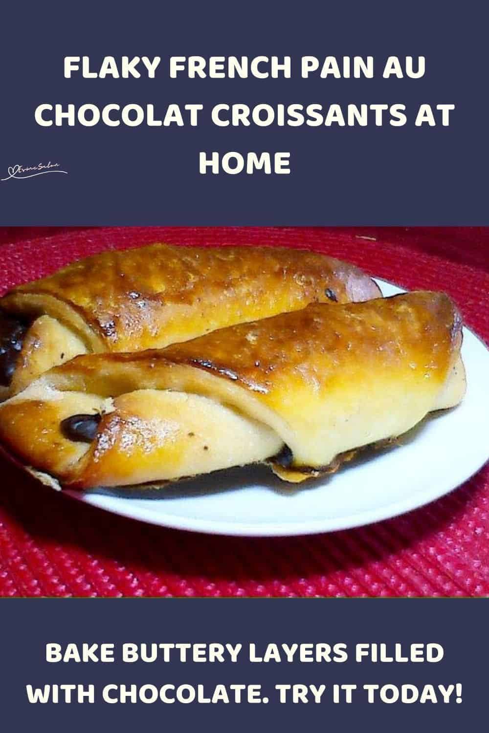 an image of 2 Pain Au Chocolait on a white plate