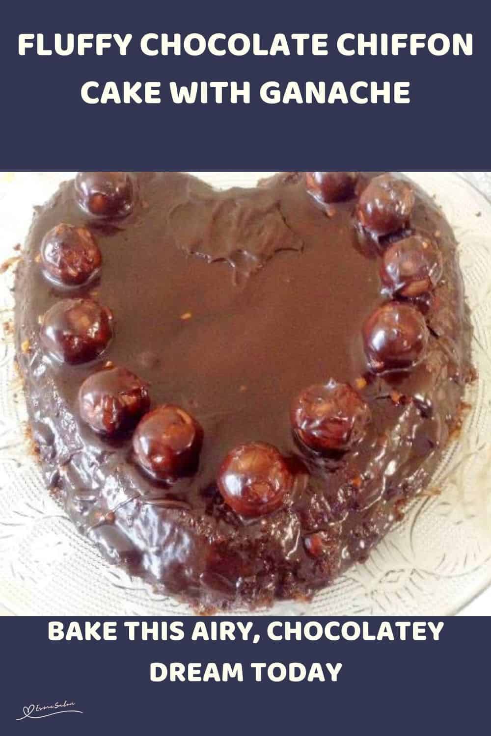 an image of a heart shaped Chocolate Chiffon Cake with chocolate truffels