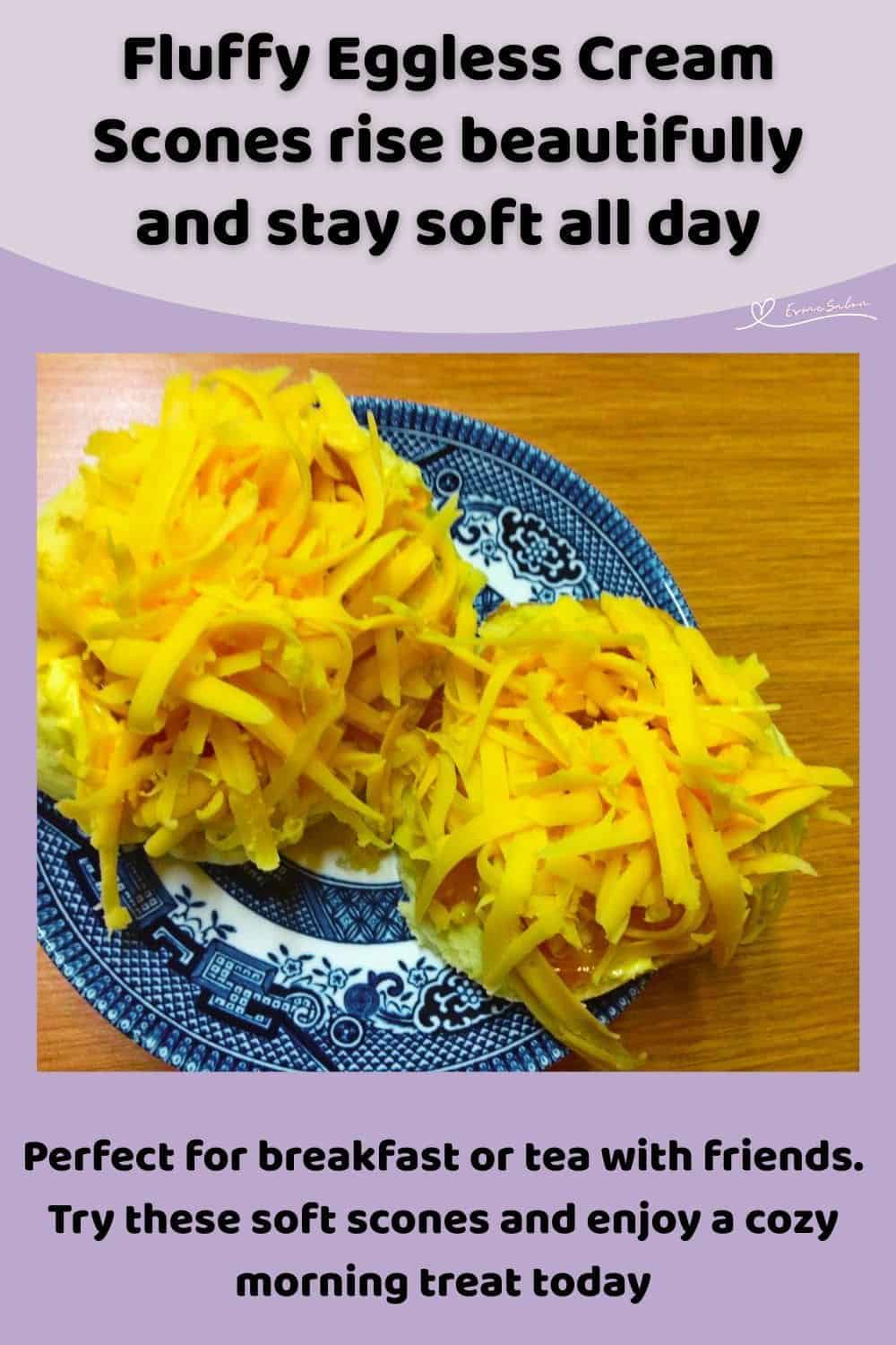 an image of Fluffy Eggless Cream Scones and some plated and topped with grated cheese