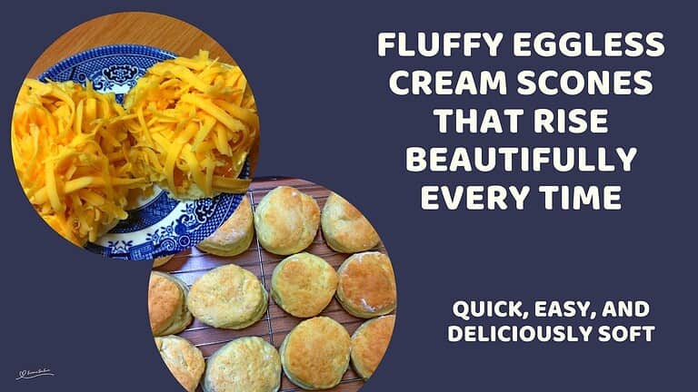 an image of Fluffy Eggless Cream Scones and some plated and topped with grated cheese