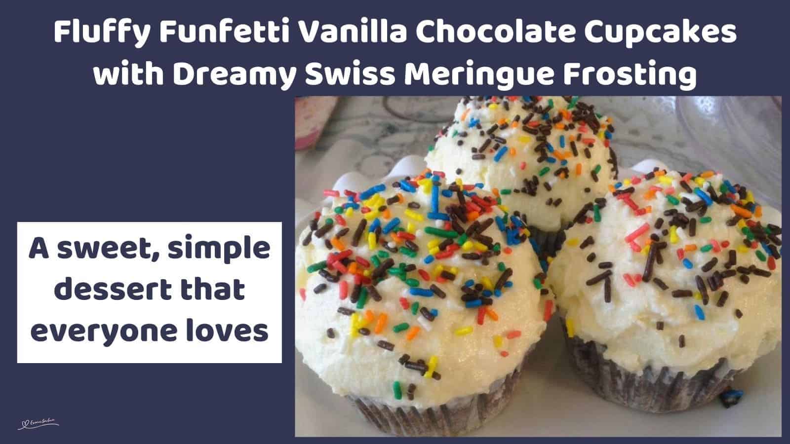 an image of Funfetti Vanilla Chocolate Cupcakes with buttercream topping