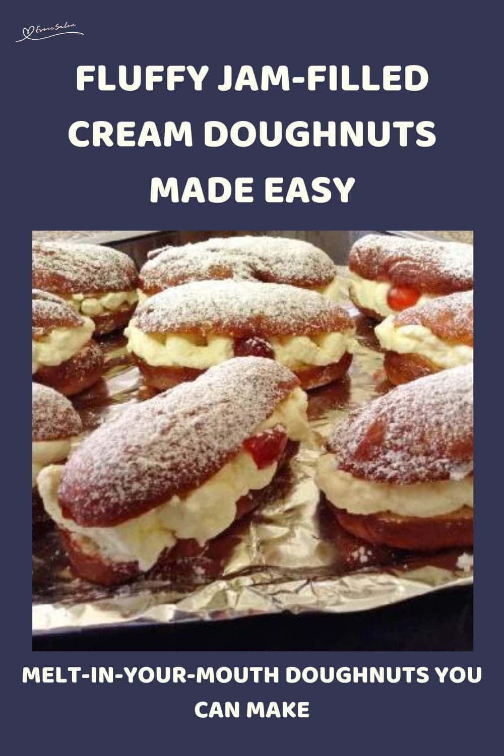 an image of long Cream Doughnuts with a cherries