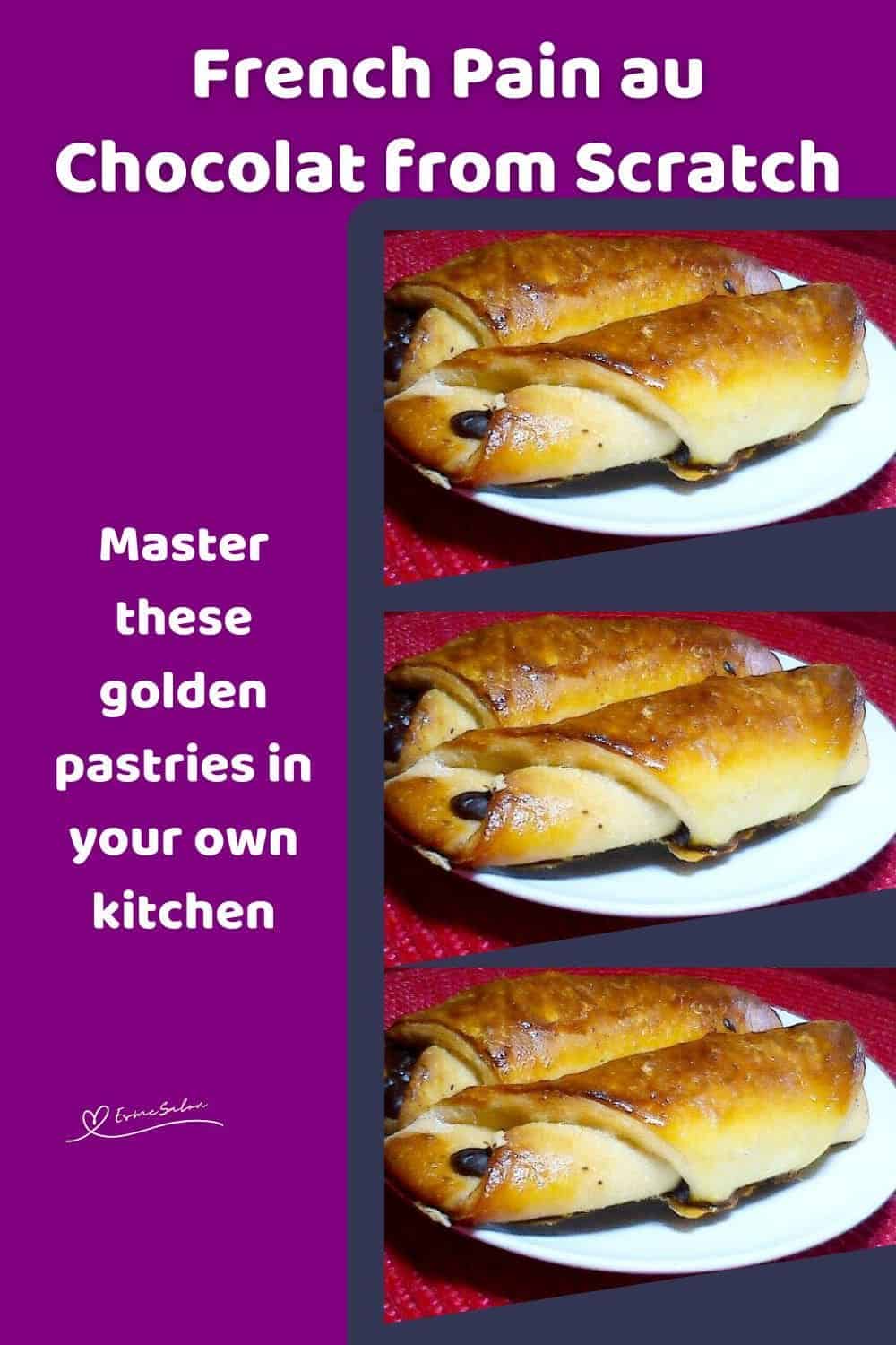 an image of 2 Pain Au Chocolait on a white plate
