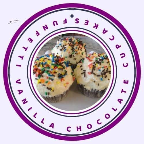 an image of Funfetti Vanilla Chocolate Cupcakes with buttercream topping