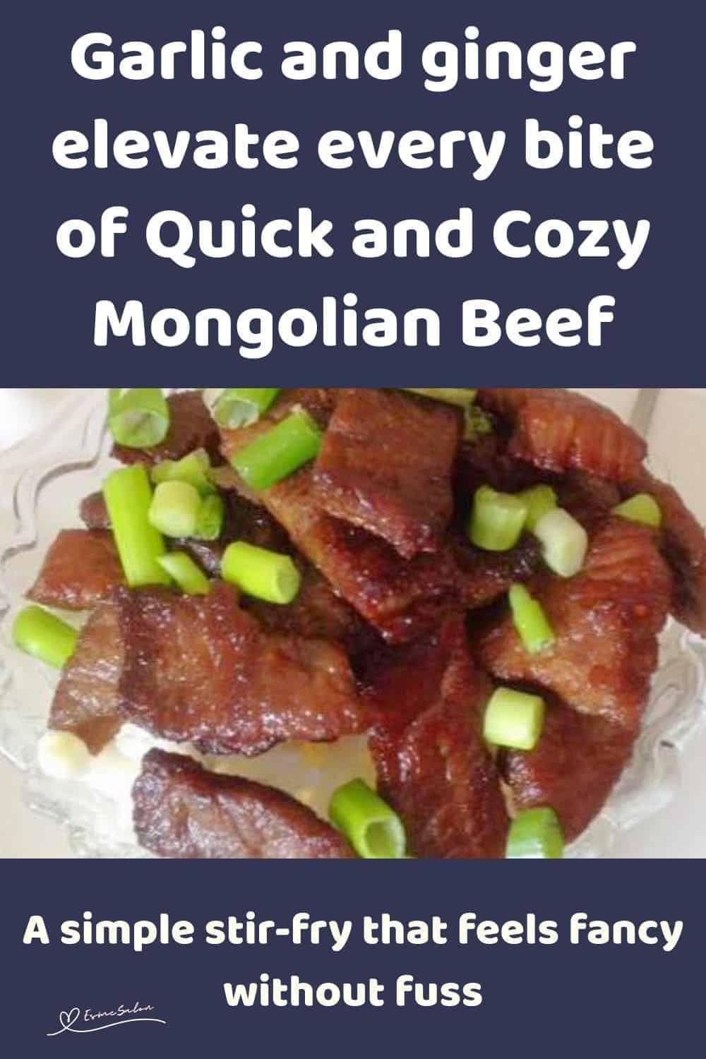 an image of Quick and Cozy Mongolian Beef garnished with scallions