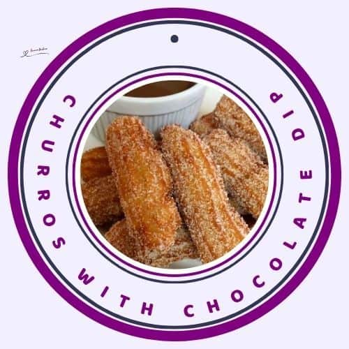 an image of Golden Churros with Creamy Chocolate Dip on the side
