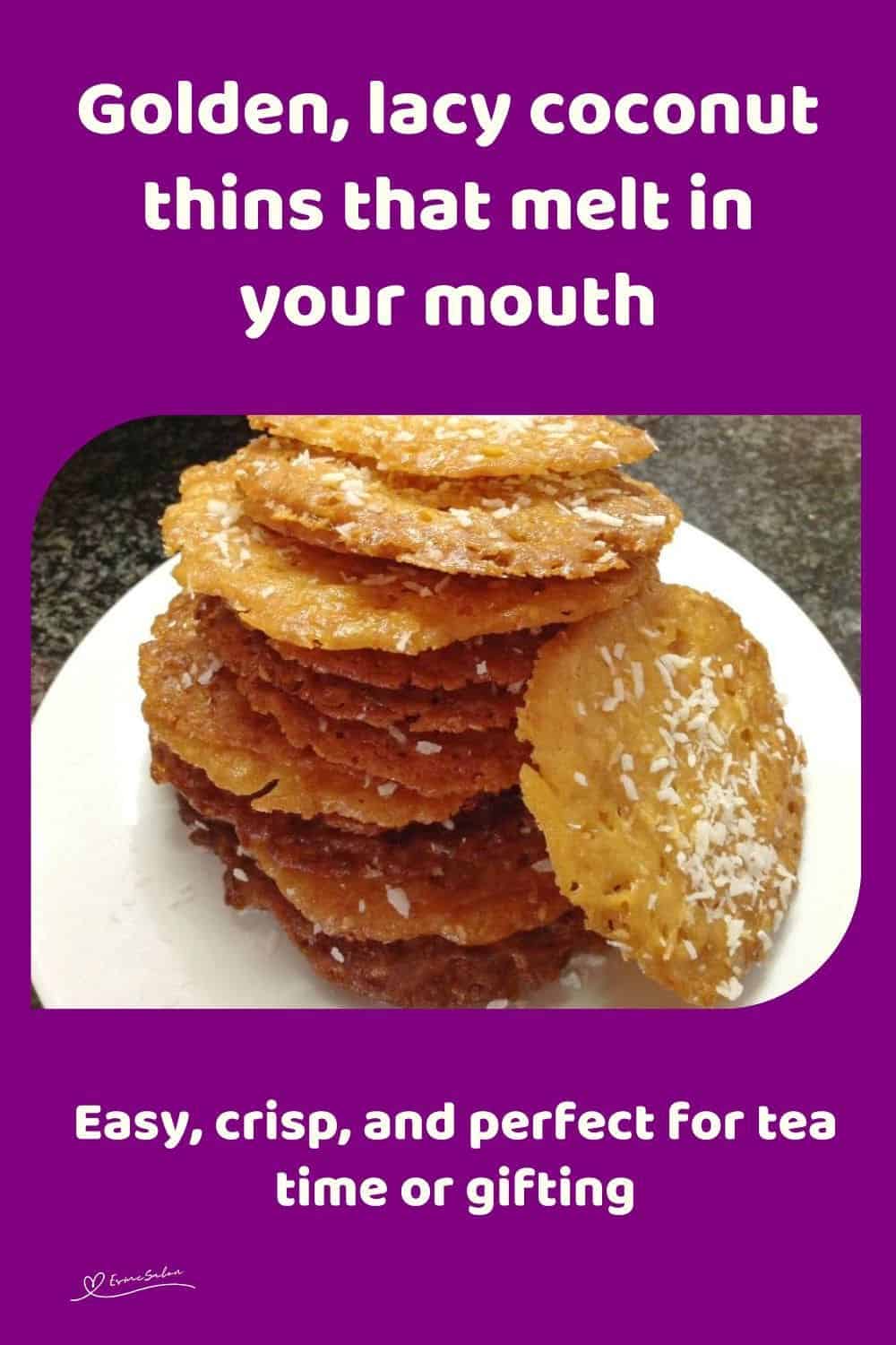 an image of a pile of Coconut Thins stacked one on top of the other in a white plate