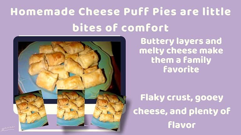 an image of Cheese Puff Pies on a blue plate