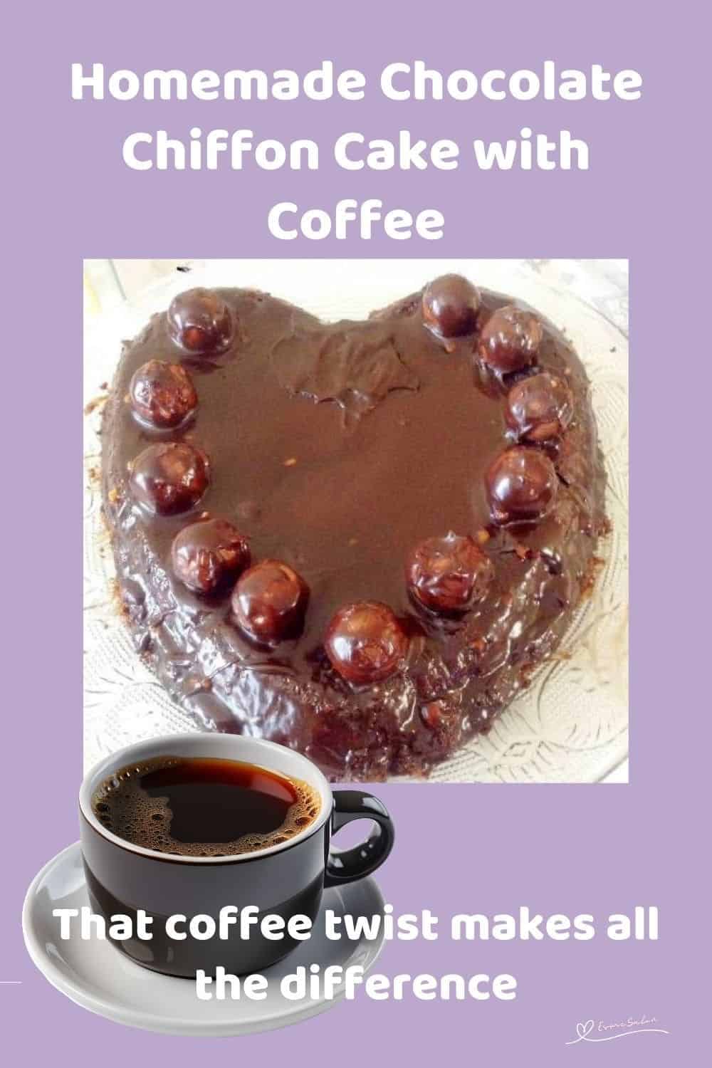 an image of a heart shaped Chocolate Chiffon Cake with chocolate truffels