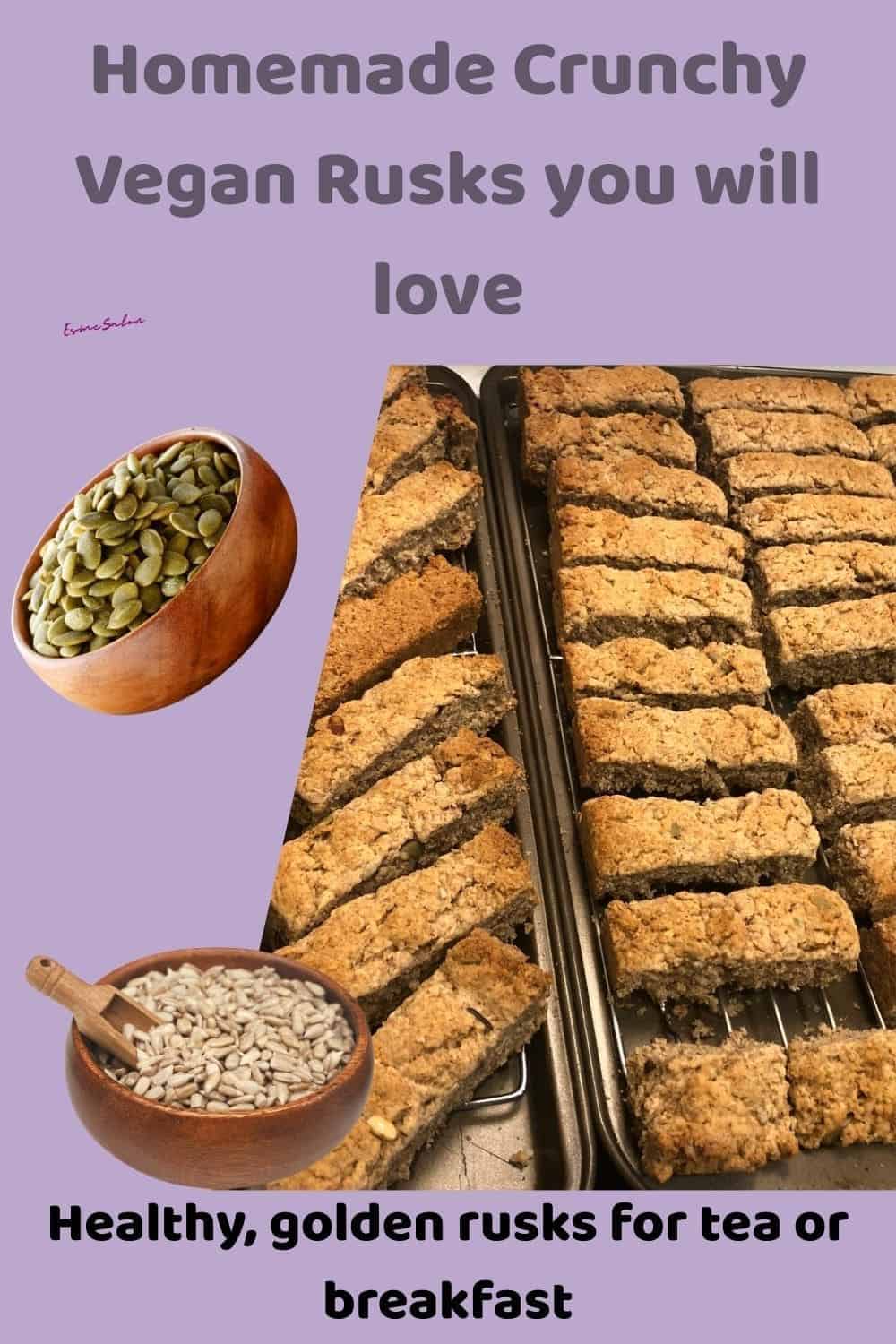 an image of Crunchy Vegan Rusks in the baking tray and oven