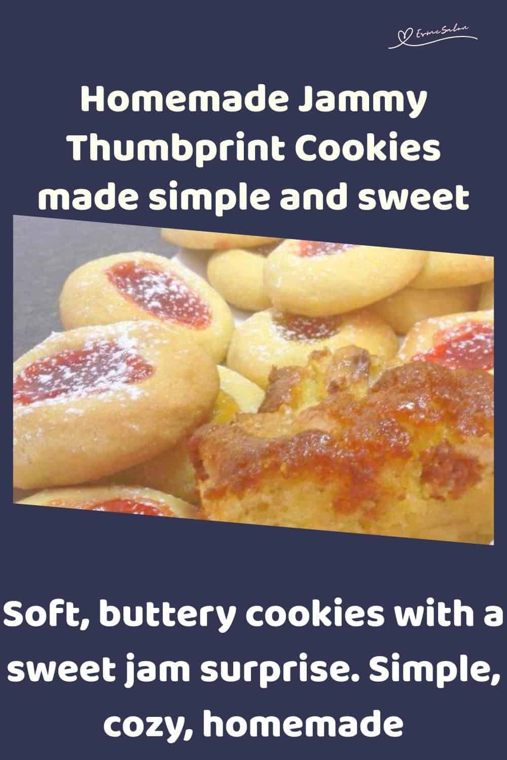 an image of Jammy Thumbprint Cookies with strawberry jam centers