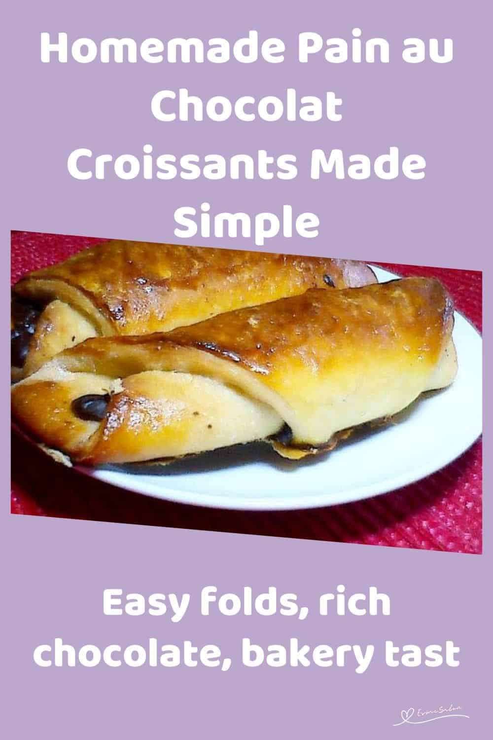 an image of 2 Pain Au Chocolait on a white plate