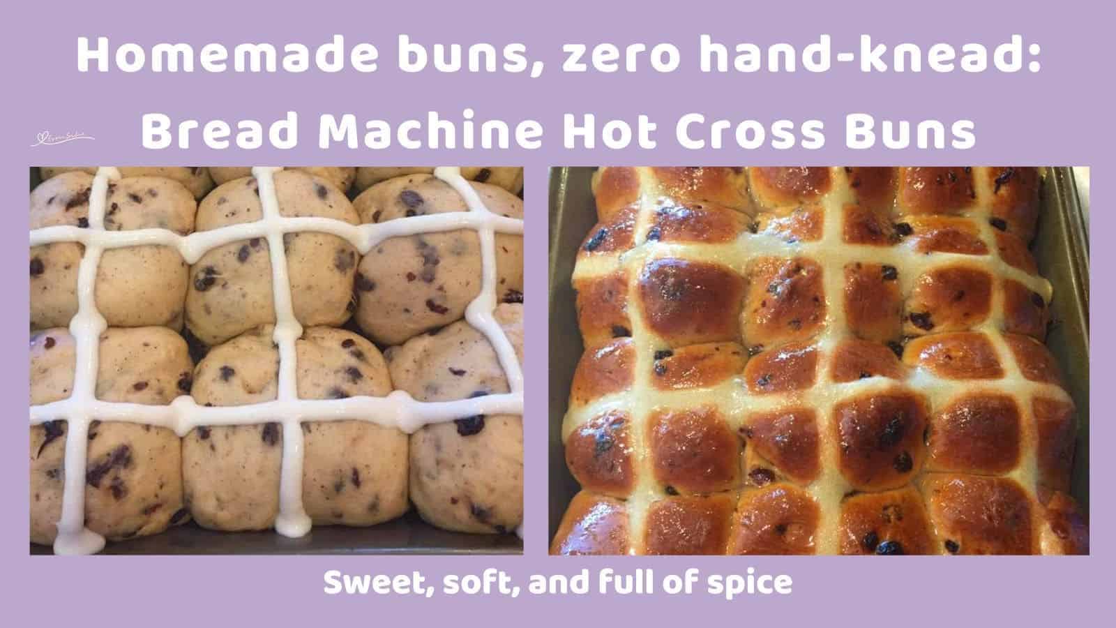 an image of a pan filled with Bread Machine Hot Cross Buns