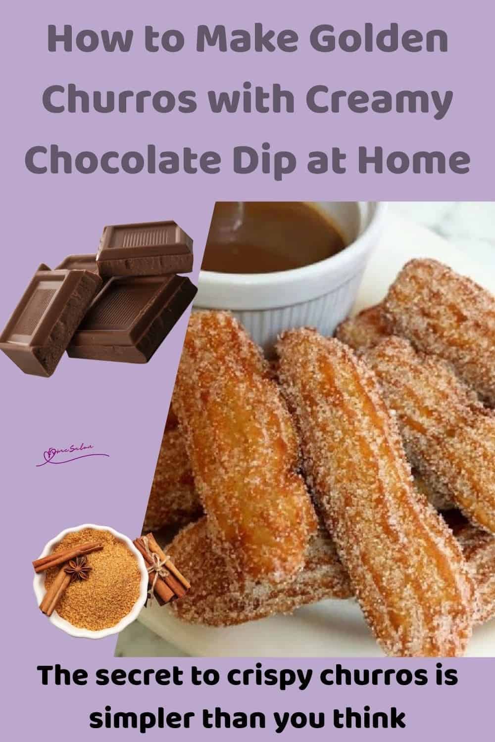 an image of Golden Churros with Creamy Chocolate Dip on the side