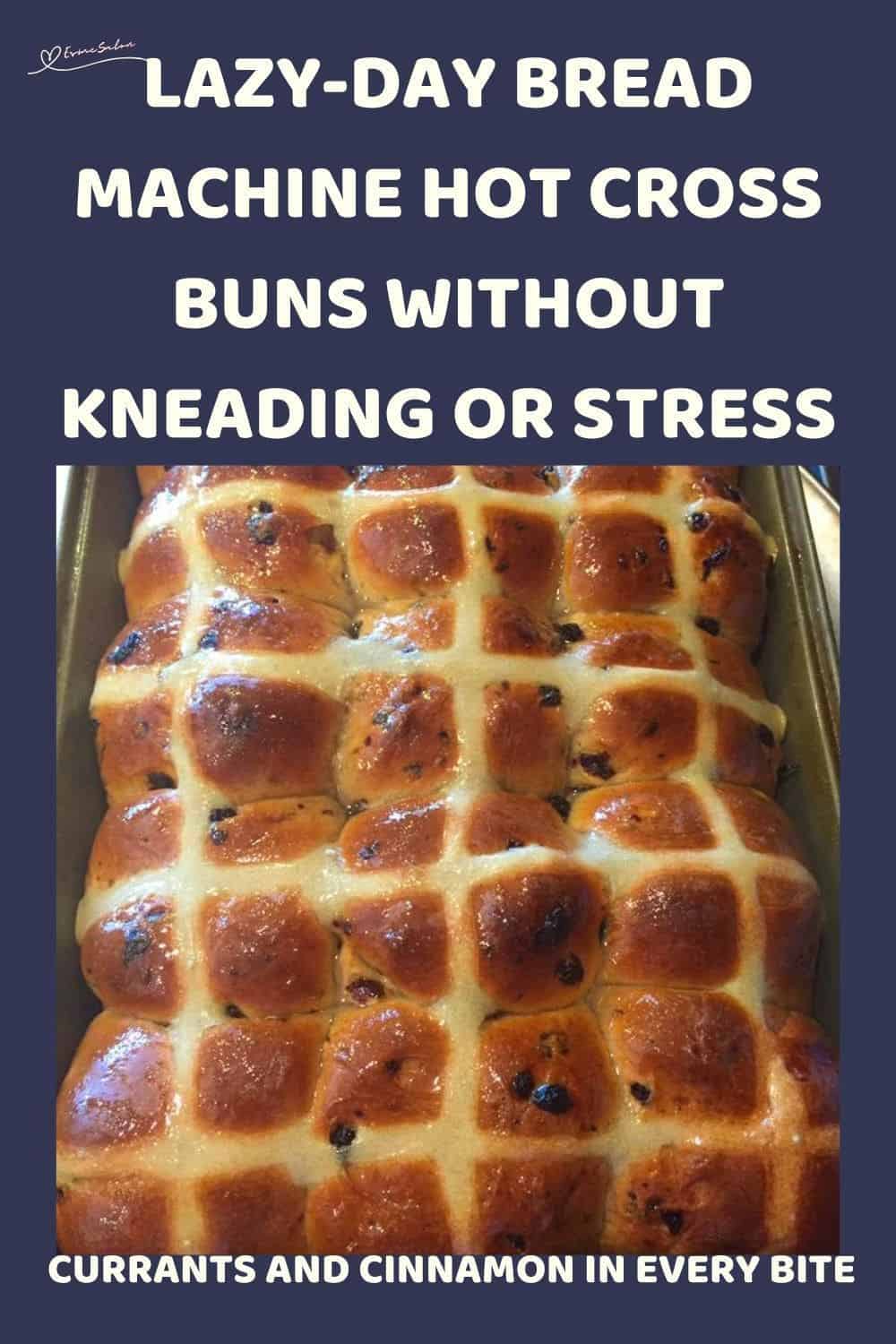 an image of a pan filled with Bread Machine Hot Cross Buns