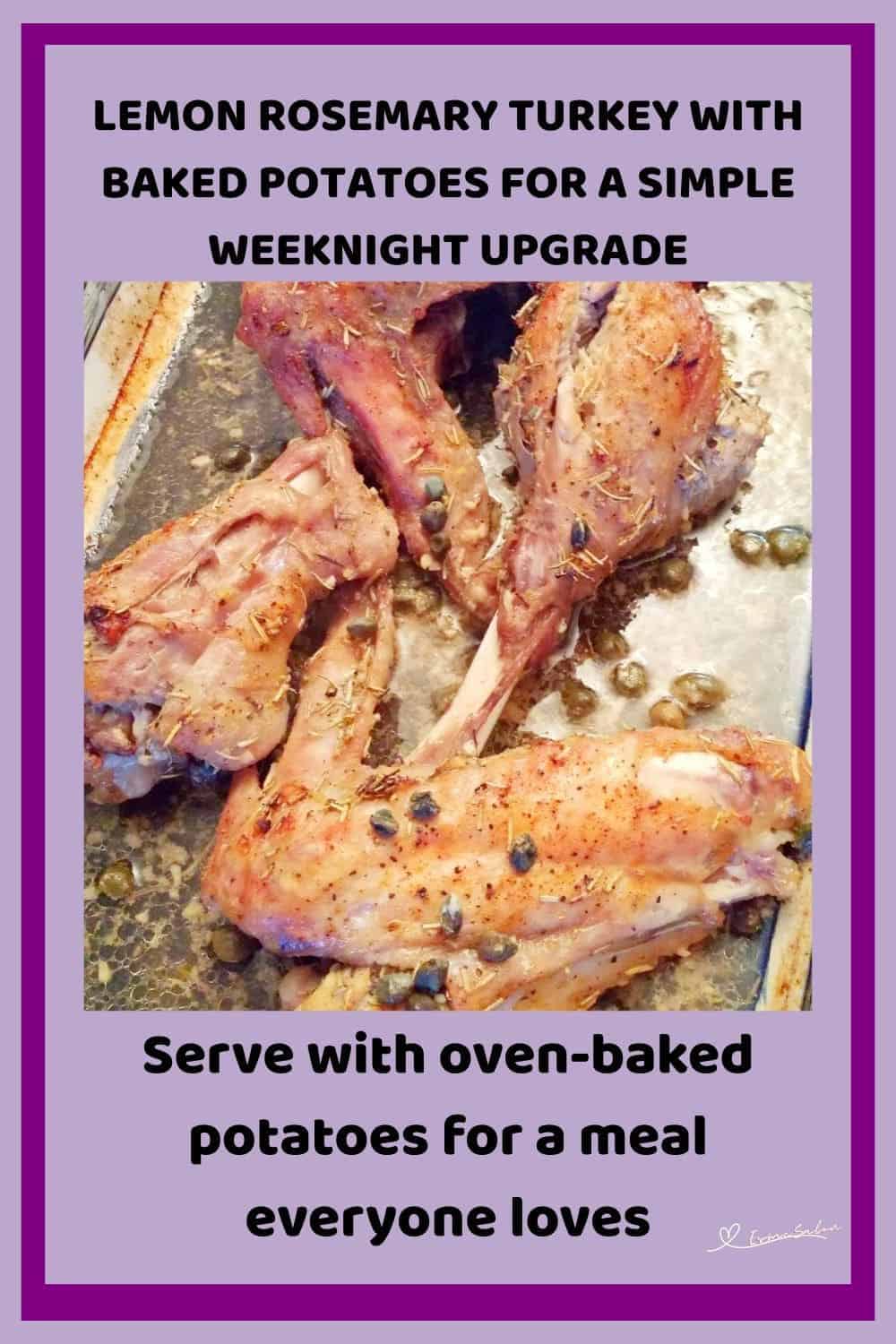 an image of Crispy Lemon Rosemary Turkey pieces with roasted potatoes