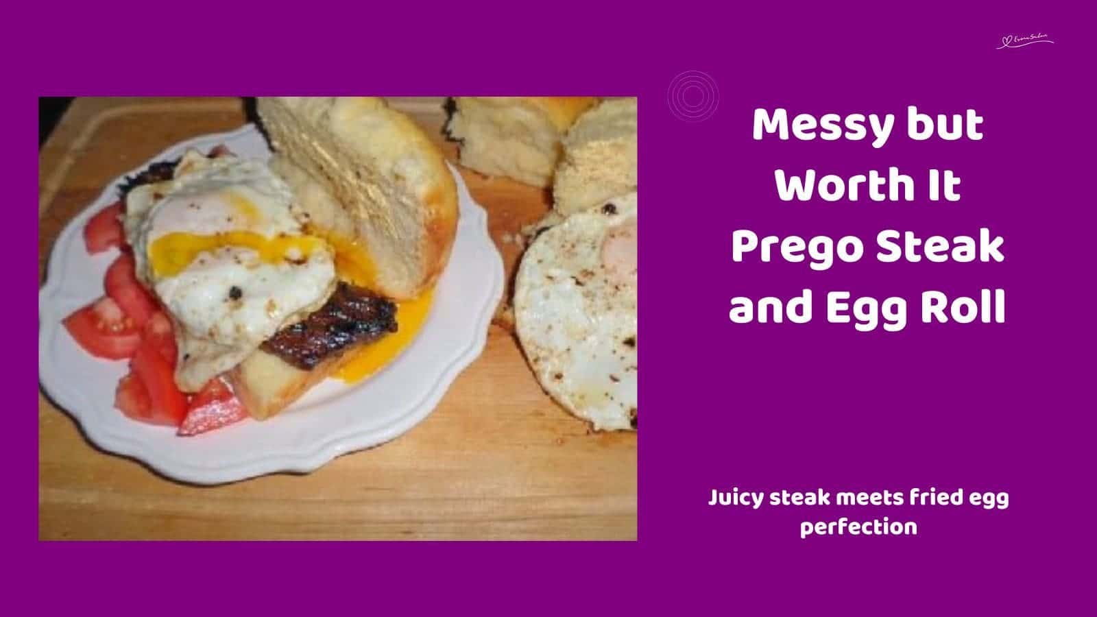 an image of Prego Steak and Egg Roll displayed on a wooden board