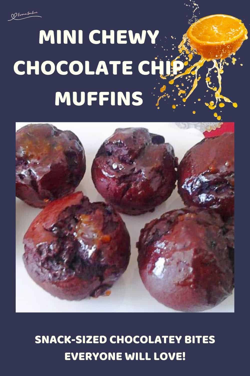 an image of Chewy Chocolate Chip Muffins served on a white plate