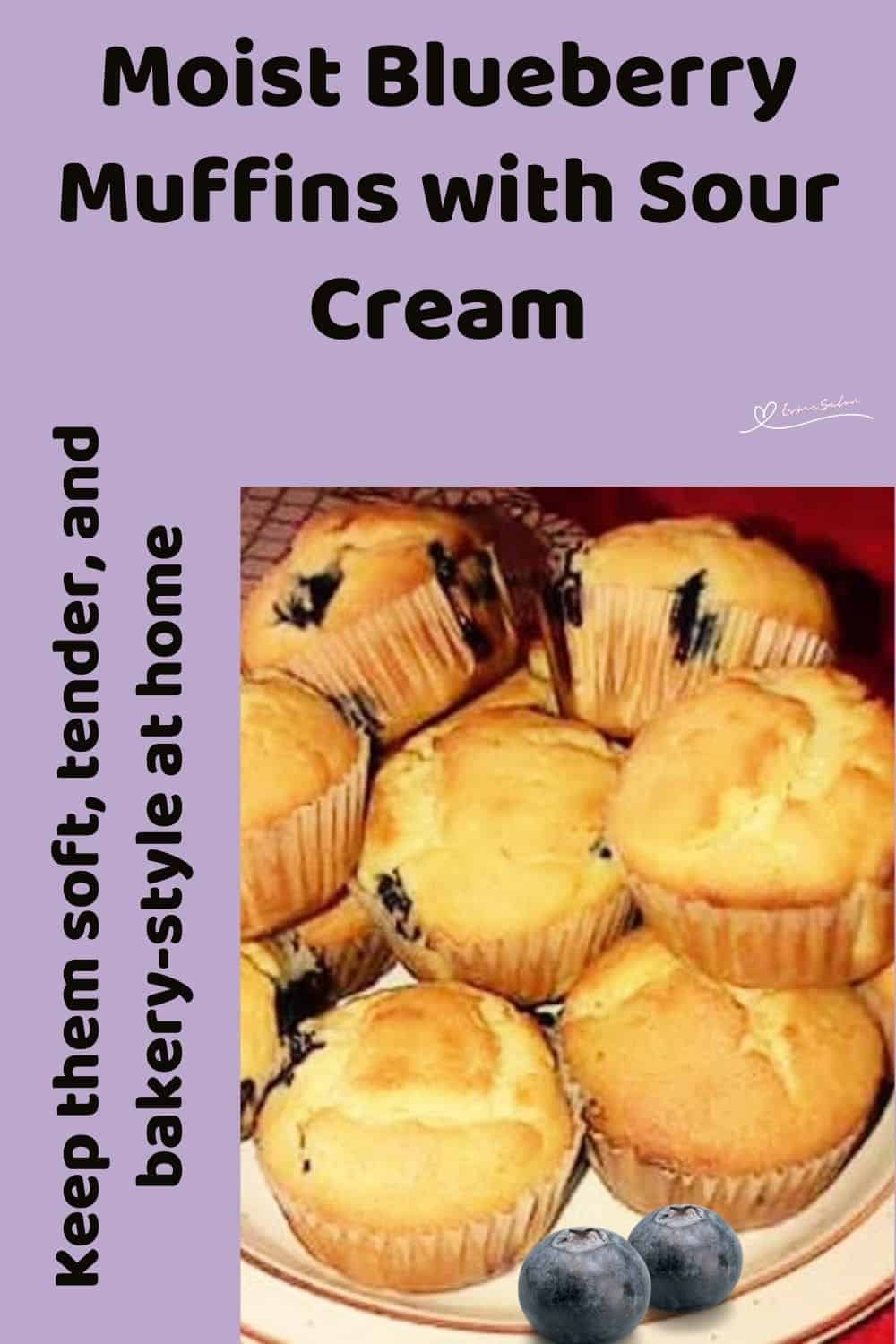 an image of a platter with a stack of Blueberry Muffins