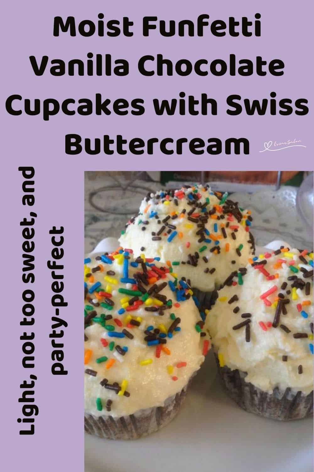 an image of Funfetti Vanilla Chocolate Cupcakes with buttercream topping