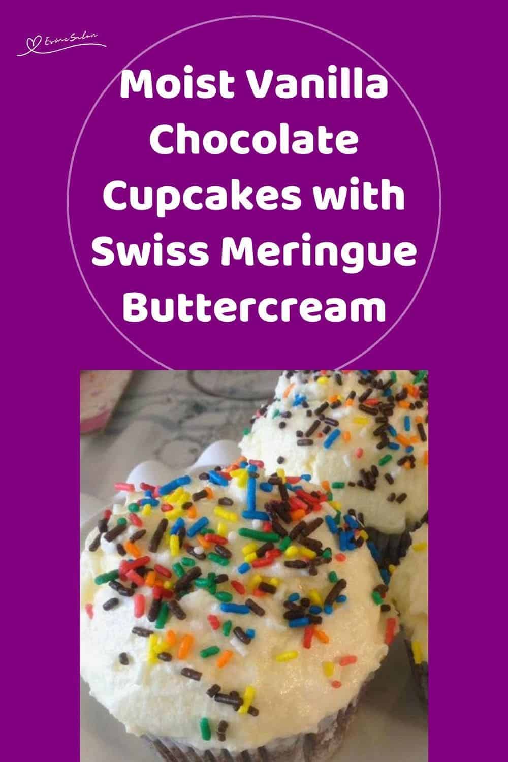 an image of Funfetti Vanilla Chocolate Cupcakes with buttercream topping