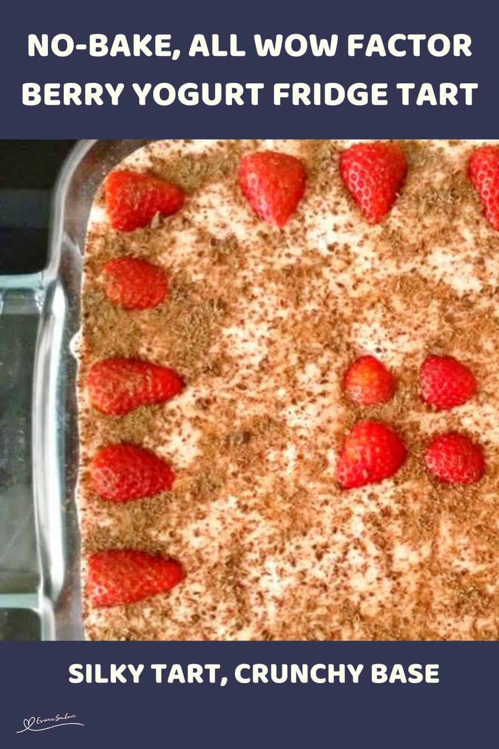an image of a Berry Yoghurt Fridge Tart in a square Pyrex dish