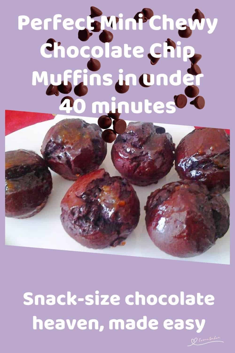 an image of Chewy Chocolate Chip Muffins served on a white plate