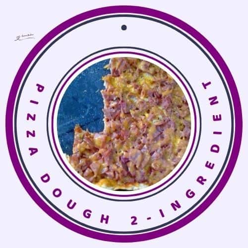 an image of a slice of Pizza Dough 2-Ingredient topped with cold cut meat and cheese