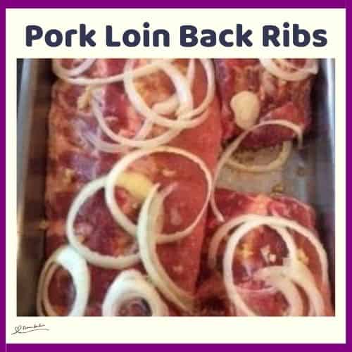 an image of Pork Loin Back Ribs with onion, garlic and gravy served with mashed potatoes and Bok Choy