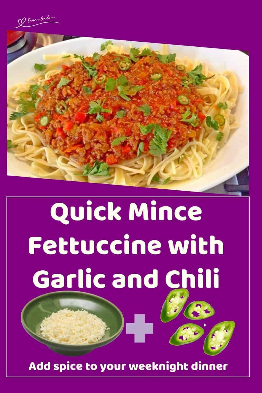 an image of a plate of Mince Fettuccine garnished with fresh parsley