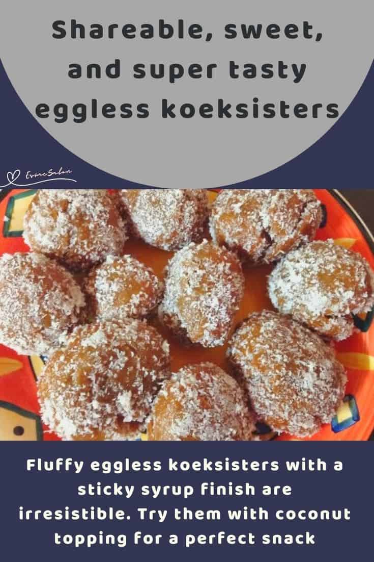 an image of Eggless Koeksisters covered in coconut on an orange platter