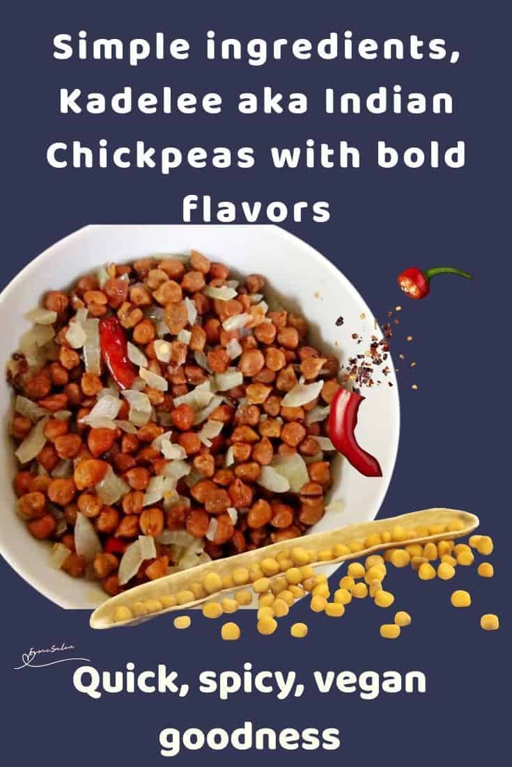 an image of a while bowl with Kadelee aka Indian Chickpeas, onion and chili