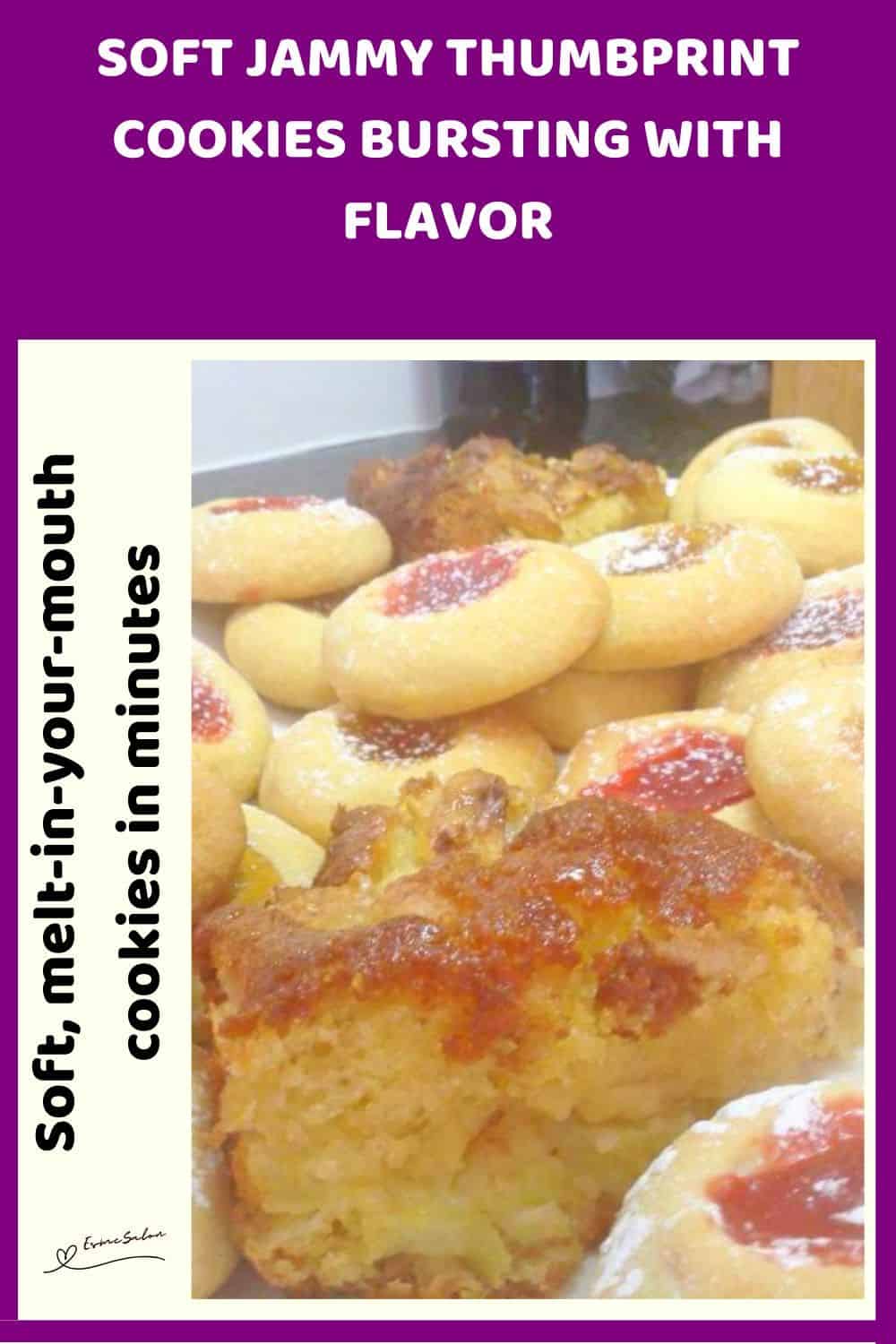 an image of Jammy Thumbprint Cookies with strawberry jam centers