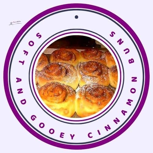 an image of a pan filled with Soft and Gooey Cinnamon Buns
