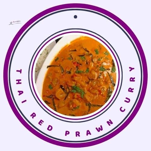 an image of a platter with Thai Red Prawn Curry