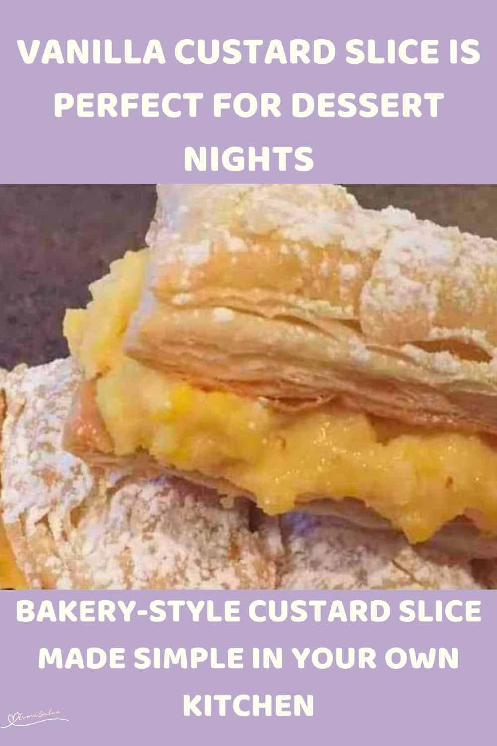 an image of Vanilla Custard Slices dusted with powdered sugar