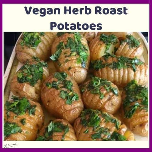 an image of Vegan Herb Roast Potatoes in a white dish