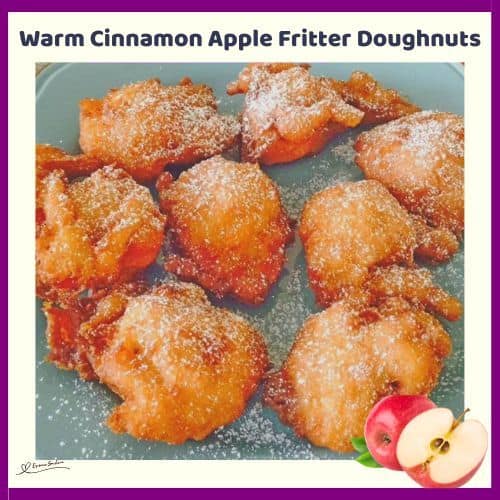 an image of Golden Warm Cinnamon Apple Fritter Doughnuts