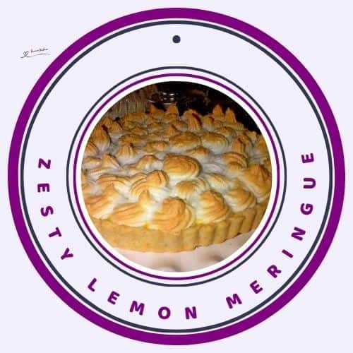 an image of a Zesty Lemon Meringue on a pink plate