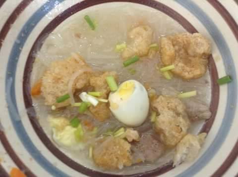 A bowl of Chicken Sotanghon soup