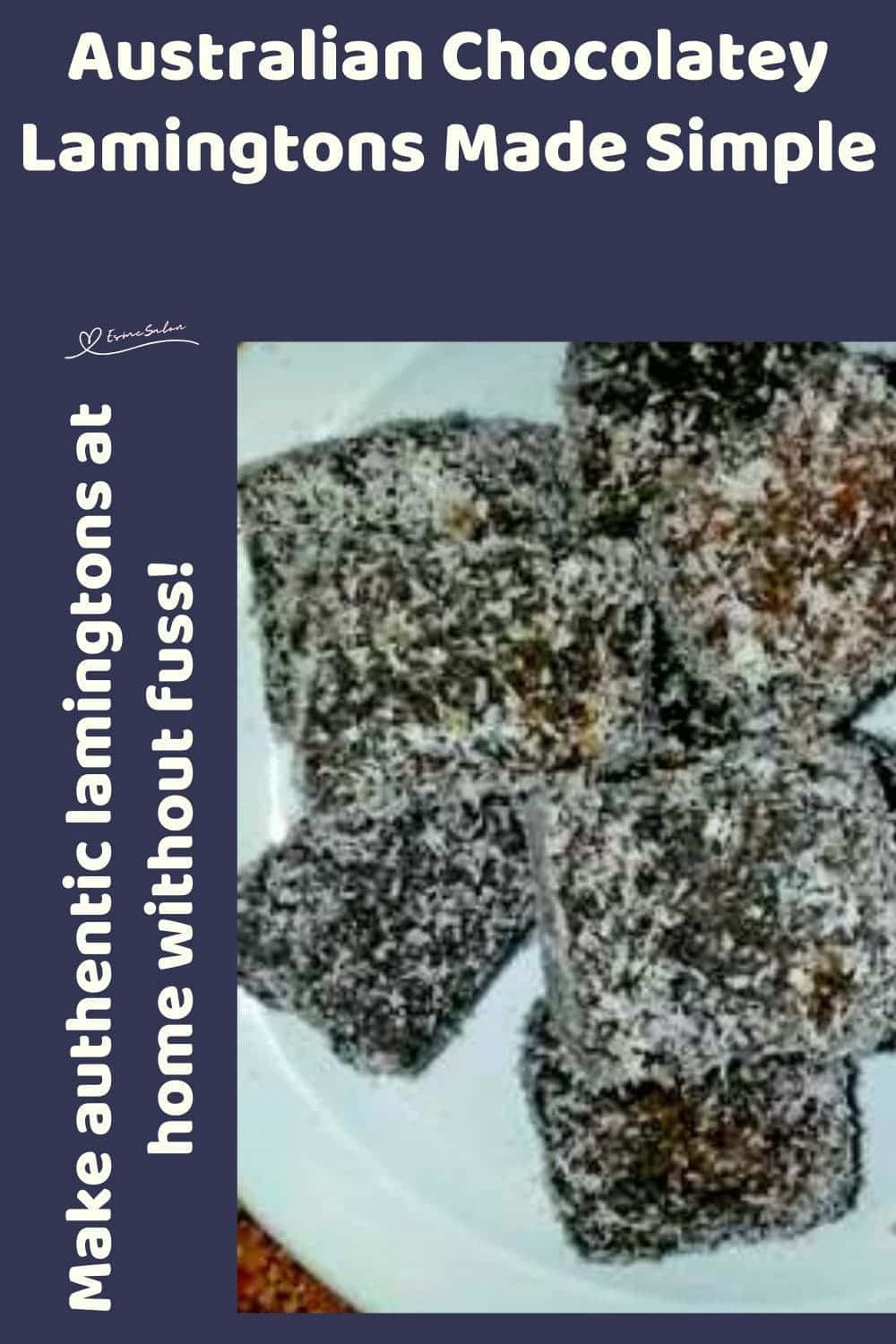 an image of 10 Chocolatey Lamingtons blocks on a white platter