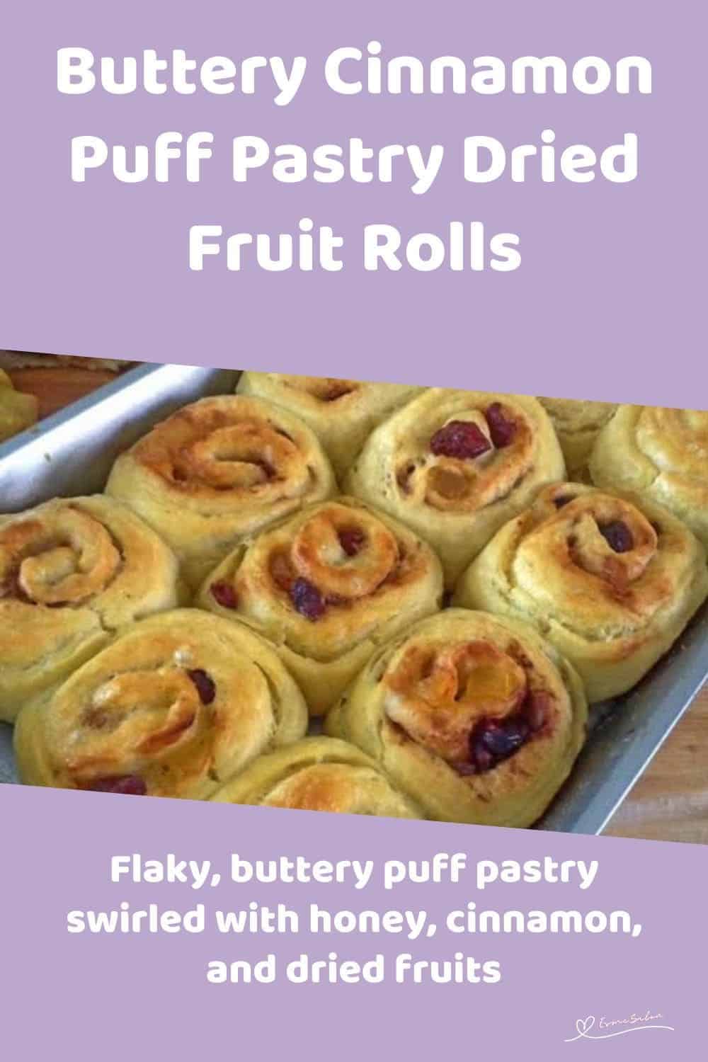 an image of a pan filled with Puff Pastry Dried Fruit Rolls
