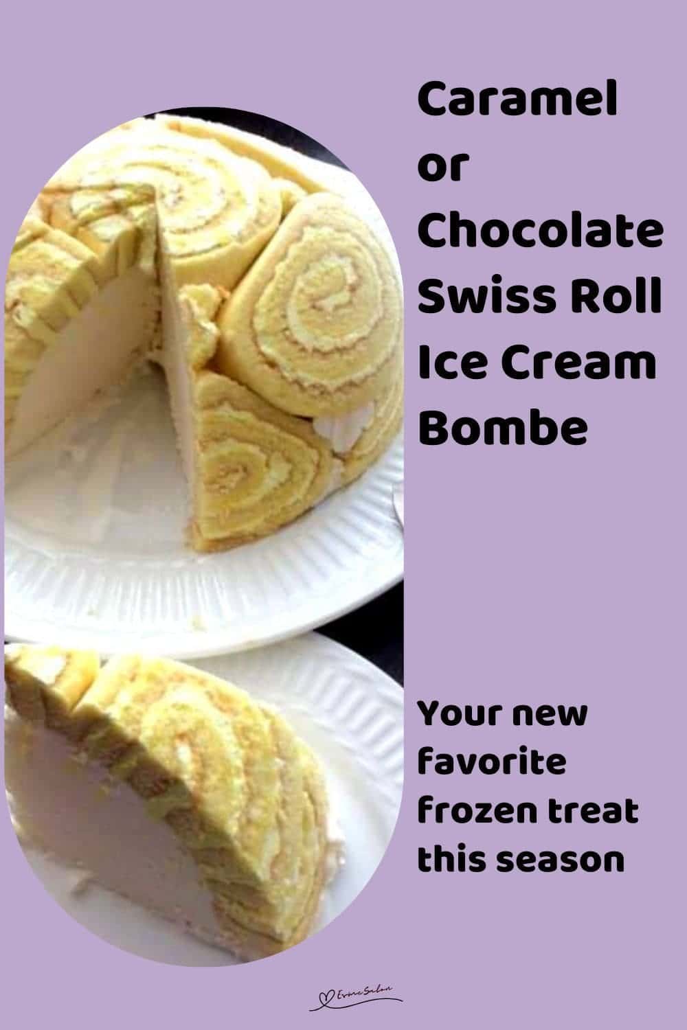 an image of a dome shaped Swiss Roll Ice Cream Bombe