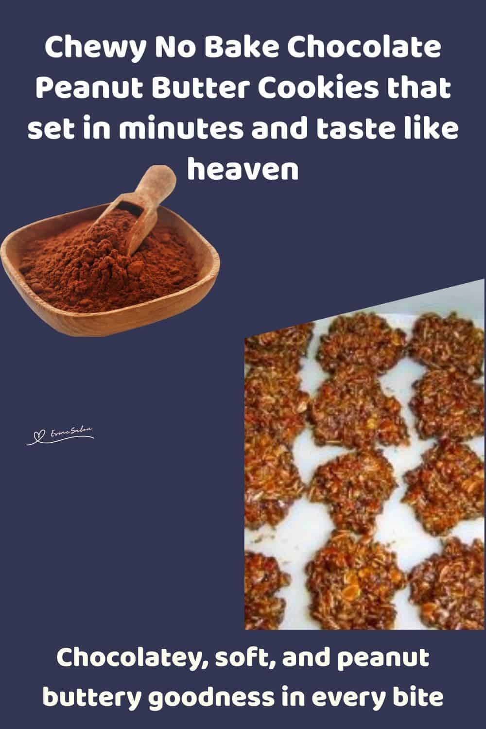 an image of No Bake Chocolate Peanut Butter Cookies on a baking tray