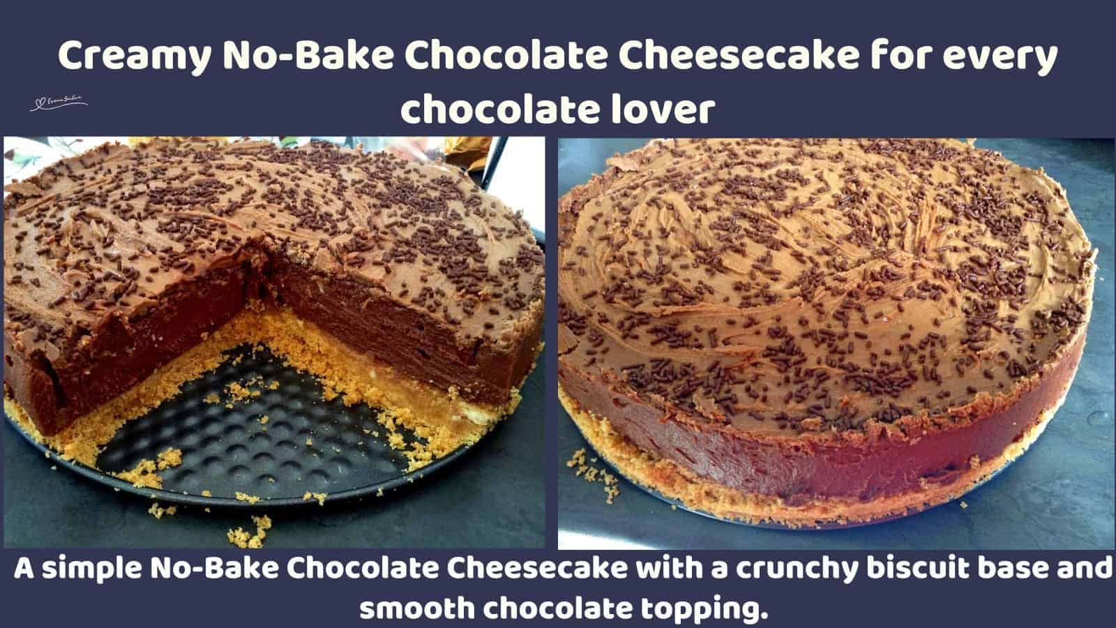 an image of a No-Bake Chocolate Cheesecake